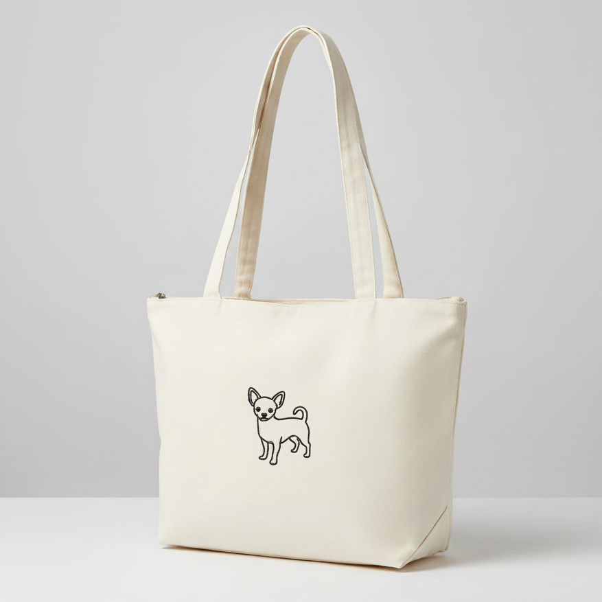 Sac Zippé One Line Art - Chien