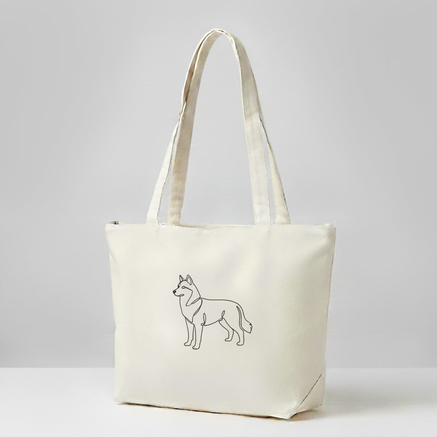 Sac Zippé One Line Art - Chien